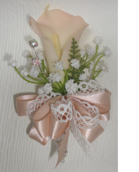 Real Touch Blush Calla Lily & Gypsophila Corsage